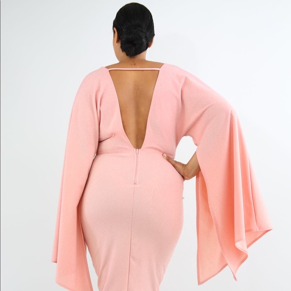 Plus Rose Deep Plunge Dress - Picture 4 of 5